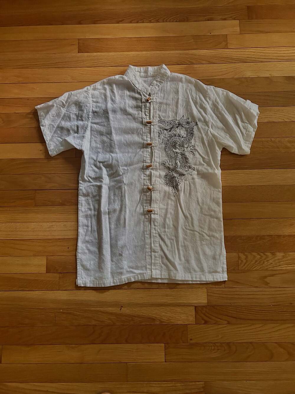 Vintage White Cotton Linen Tang Suit